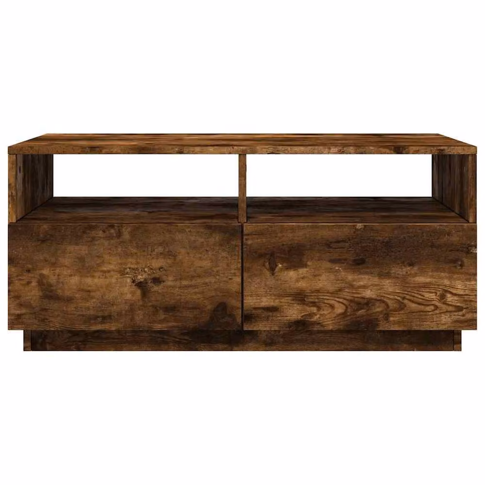 Berkfield Home Modern Coffee Table with LED Lights in Smoked Oak Brown, W: 90 cm, D: 49 cm, H: 40 cm – 4