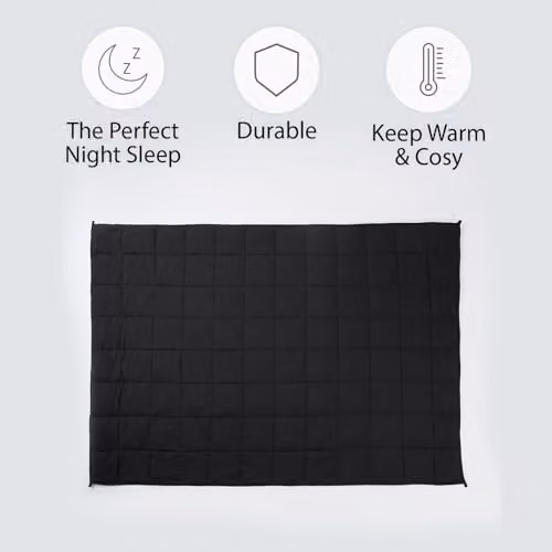 OHS Black Sensory Sleep Therapy Weighted Blanket for Adults, W/D/H: 150 x 200 cm, 8kg – 4