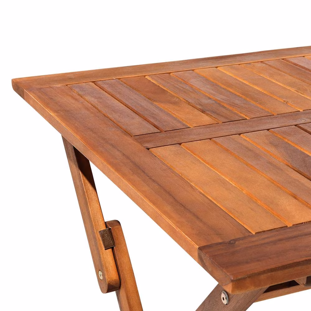 Wyld and Coco Dark Acacia Folding Outdoor Dining Table, 6-Seater, Brown, W: 140 cm, D: 75 cm, H: 74 cm – 3