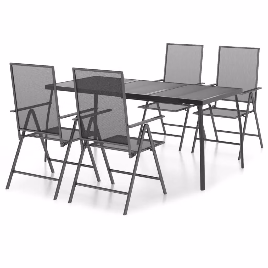 Berkfield Home 5 Piece Modern Garden Dining Set in Anthracite and Black Powder Coated Steel – 2