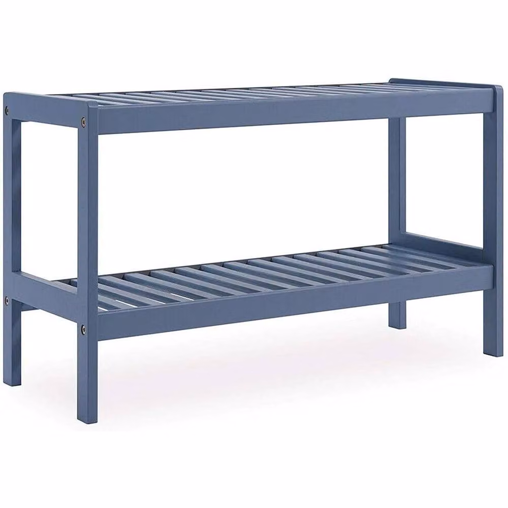 SPETLEK 2 Tier Grey Bamboo and Wood Wall Mounted Shoe Rack – 3
