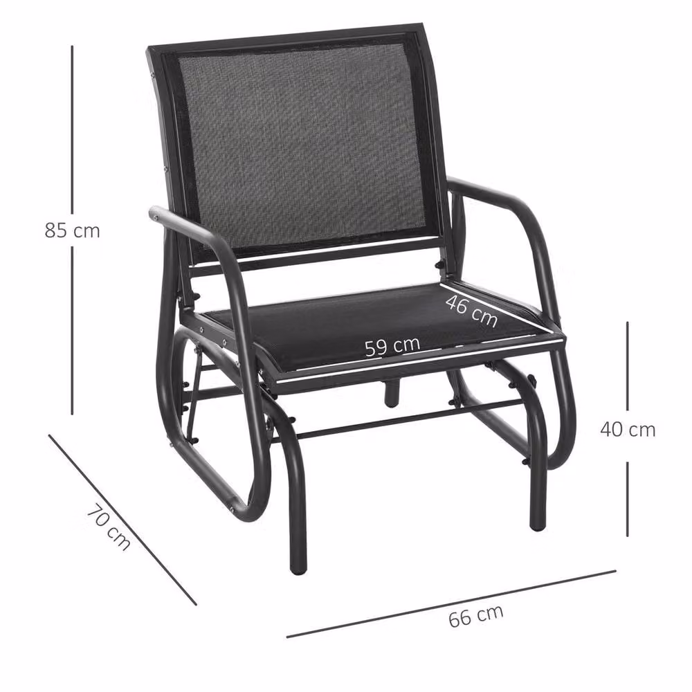 Kelvenix Modern Outdoor Gliding Swing Chair Garden Seat in Black and Grey Metal – 2