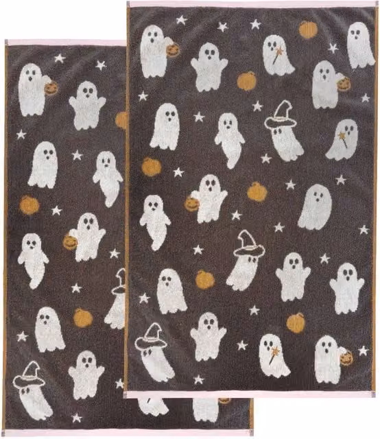 Allure Bath Fashions Luxury Halloween Hand Towels, 100% Cotton, Grey – 1