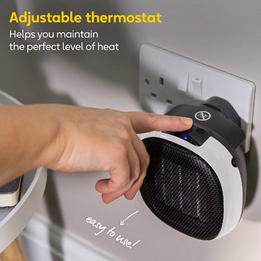 Russell Hobbs 700W Compact Portable Ceramic Fan Heater with Thermostat and Timer in White – 7