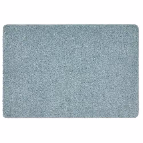 My Mat Blue Denim Rectangular Non-Slip Washable Shaggy Pile Rug W: 140 cm, D: 200 cm