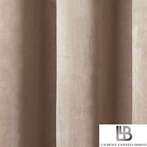 Laurence Llewelyn-Bowen Montrose Velvet Blackout Eyelet Curtains, Brown and Beige, W: 168 cm, D: 137 cm – 2