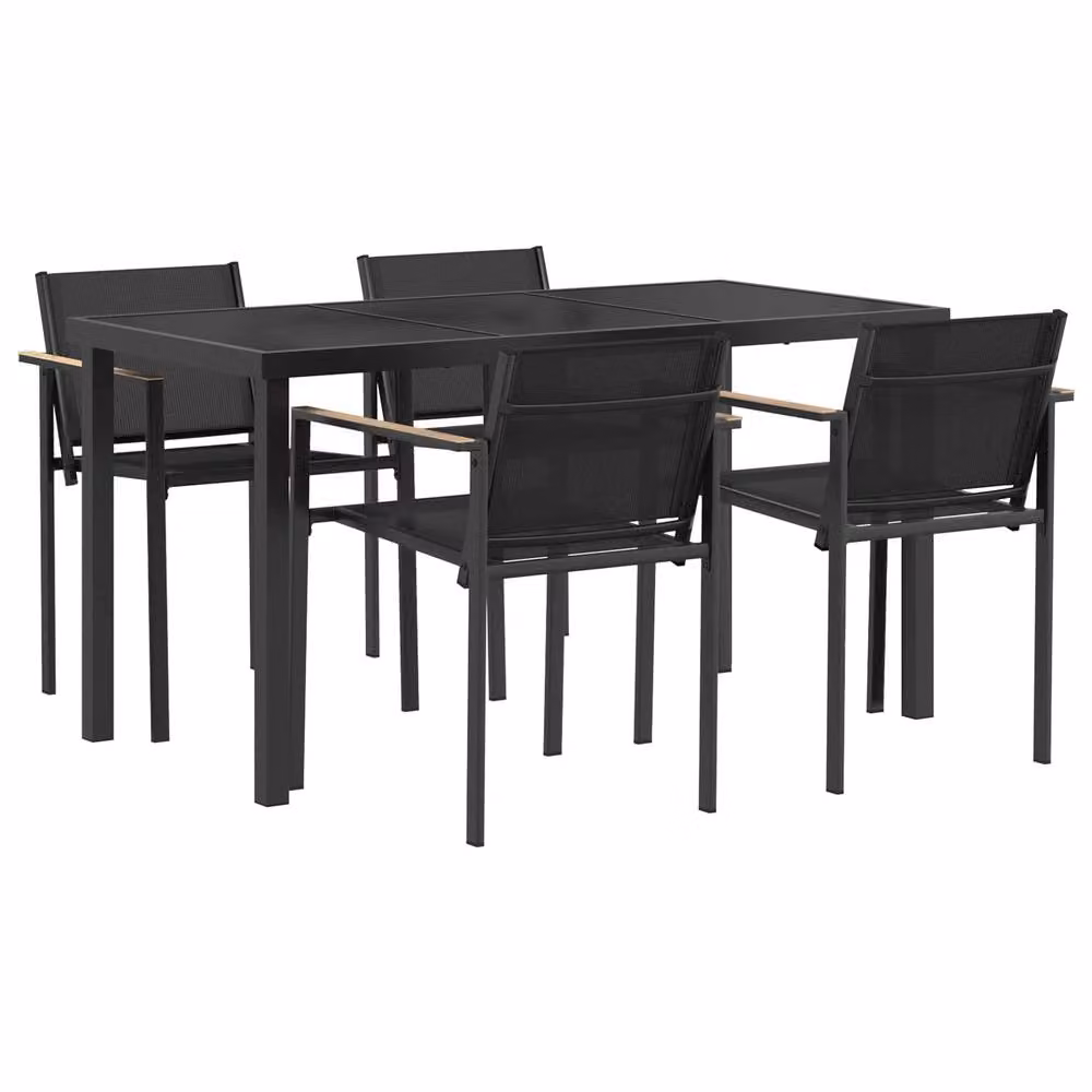 Berkfield Home 5 Piece Outdoor Furniture Set in Black and Anthracite Textilene and Steel – 2