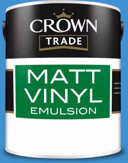 Crown Trade Water Based Vinyl Matt Paint in Peek-A-Boo Blue, 5 l
