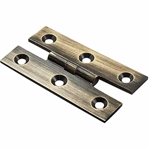 Loops H Pattern Cabinet Hinge Pair in Antique Brass, W/D/H: 63 x 38 x 2 mm