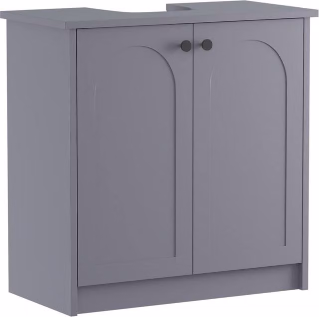 KEEPREAPER Grey Freestanding Under Sink Bathroom Cabinet with 2 Soft Close Doors and Internal Shelves, Width: 60 cm – 1