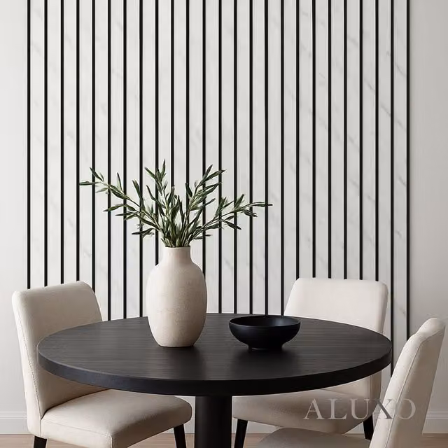 ALUXO Set of 2 White Acoustic 3D Real Wood Slatted Wall Panels