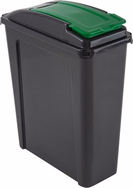 Wham 25L Slimline Kitchen Bin with Flip Lid in Green and Grey