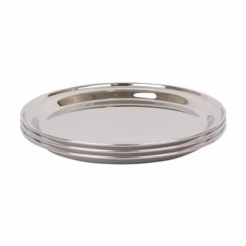 Argon Tableware Stainless Steel Serving Platters, Silver, Set of 3, Diameter: 25.5 cm