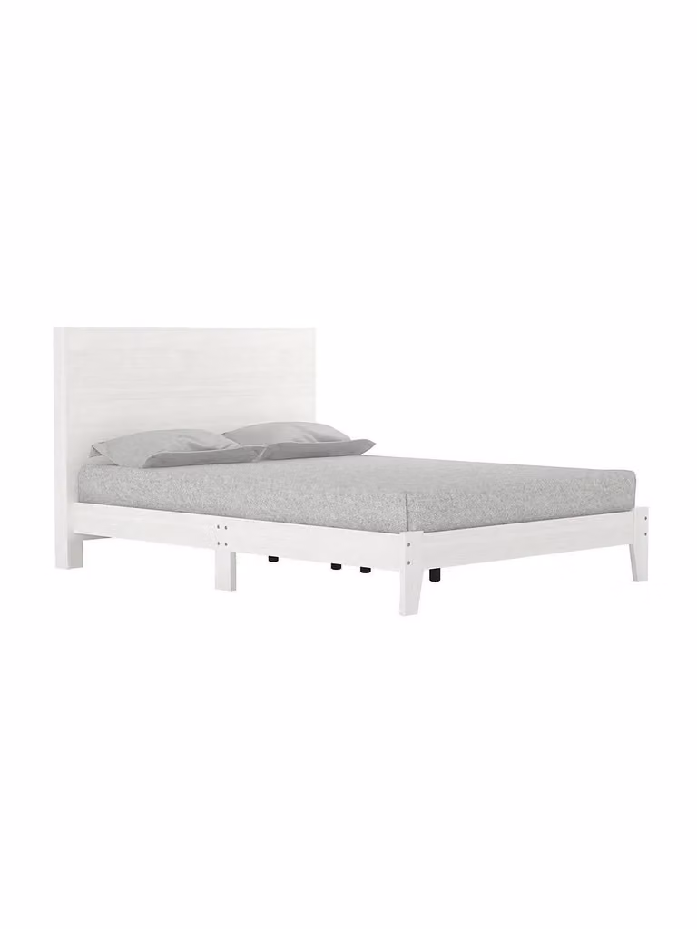 Cheap Furniture Warehouse Modern White Engineered Wood Bed Frame with Side Compartments, W/D/H: 160.3 x 200 x 102 cm
