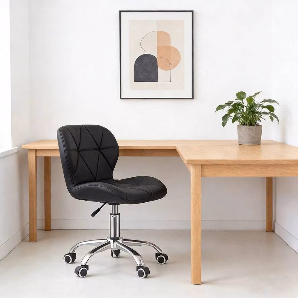 Kelvenix Modern Swivel Task Chair in Black Synthetic Leather – 3