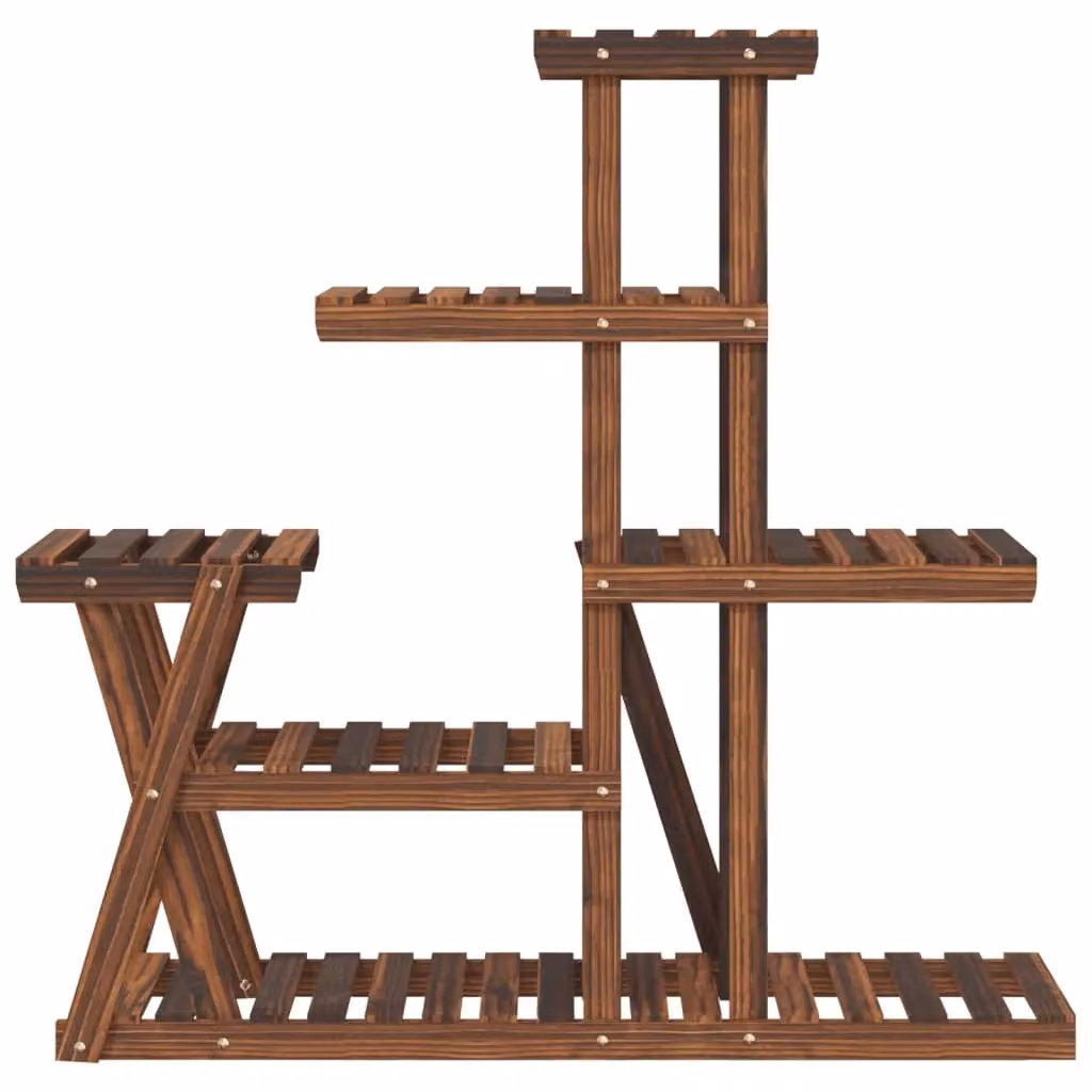 Berkfield Home Retro Solid Wood Fir Flower Stand in Brown, W/D/H: 25 x 95 x 96 cm – 4
