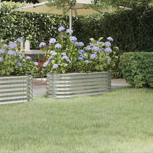 Berkfield Home Garden Powder-coated Steel Raised Bed in Silver, W/D/H: 114 x 40 x 36 cm – 1
