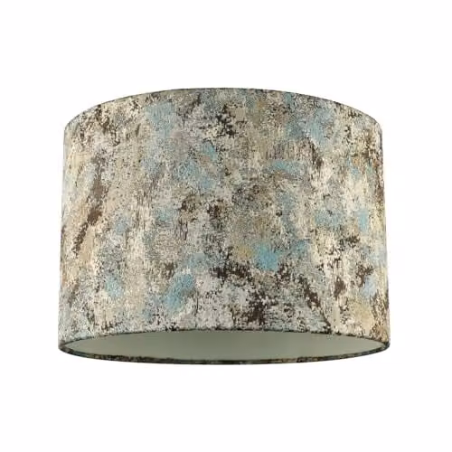 Happy Homewares Graphic Designer Round Drum Lamp Shade in Teal, Cream and Taupe, W: 30 cm, H: 20 cm