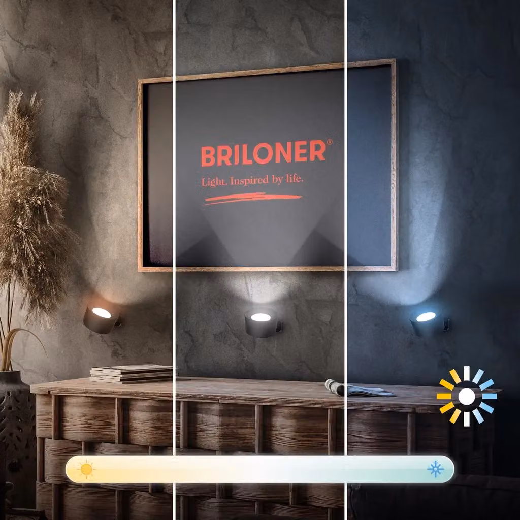 Briloner Rechargeable LED Wall Light, Black Adjustable and Dimmable Magnetic Reading Lamp – 4