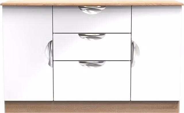 2 U Holborn Ready Assembled 2 Door 3 Drawer Sideboard in White – 1