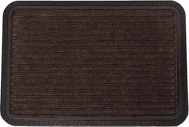 Roseley Brown Striped Rectangular Door Mat, Washable and Weatherproof with Rubber Backing
