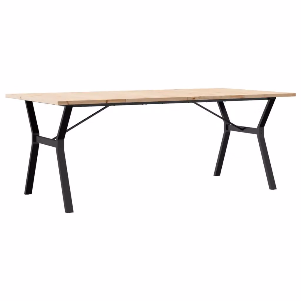 Berkfield Home Rustic Rectangular Dining Table in Brown Solid Pine and Steel, W: 200 cm, D: 100 cm, H: 75.5 cm – 2