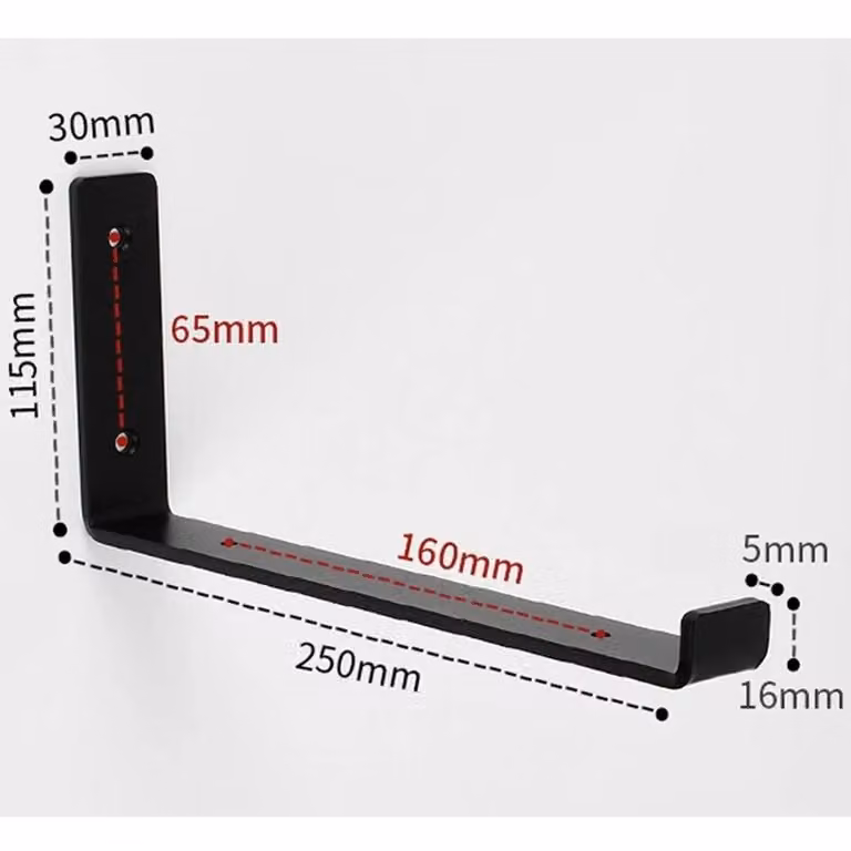 FLAVORA Heavy Duty Iron Shelf Brackets in Matt Black, 8 Pack