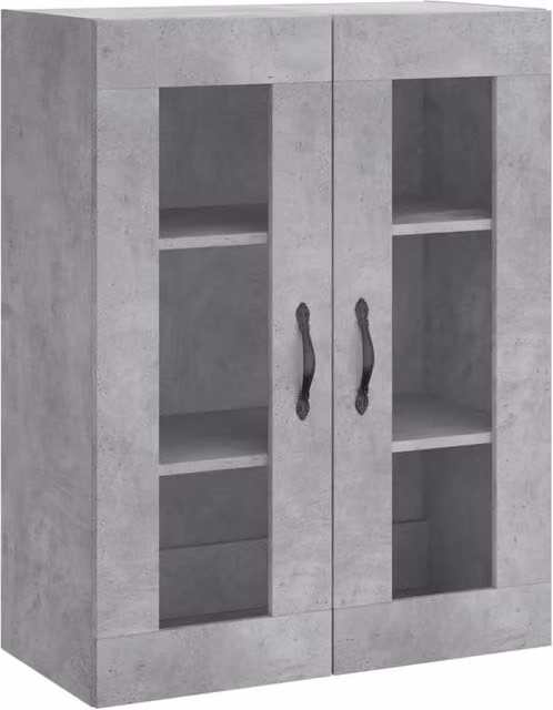 Berkfield Home Wall Mounted Cabinet in Concrete Grey with Glass Doors, W/D/H: 69.5 x 34 x 90 cm