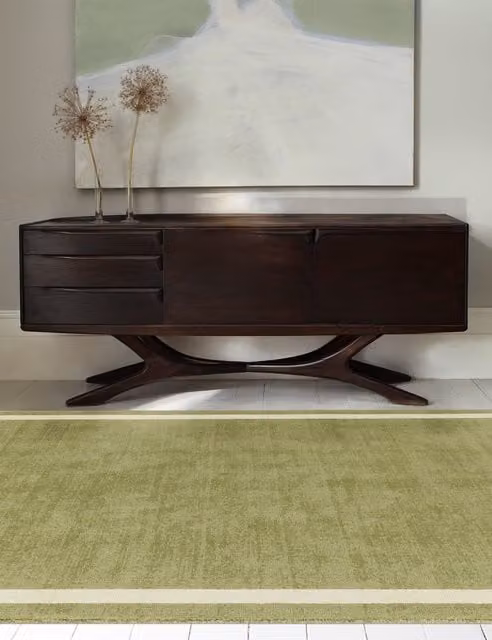 Asiatic Albi Green Wool Hand-Tufted Rectangular Classic Rug