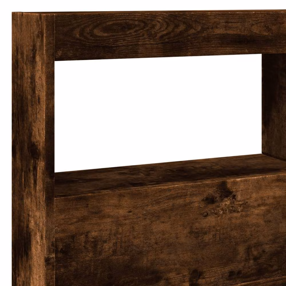 Berkfield Home Headboard Cabinet with LED in Smoked Oak Brown, W/D/H: 140 x 17 x 102 cm – 6