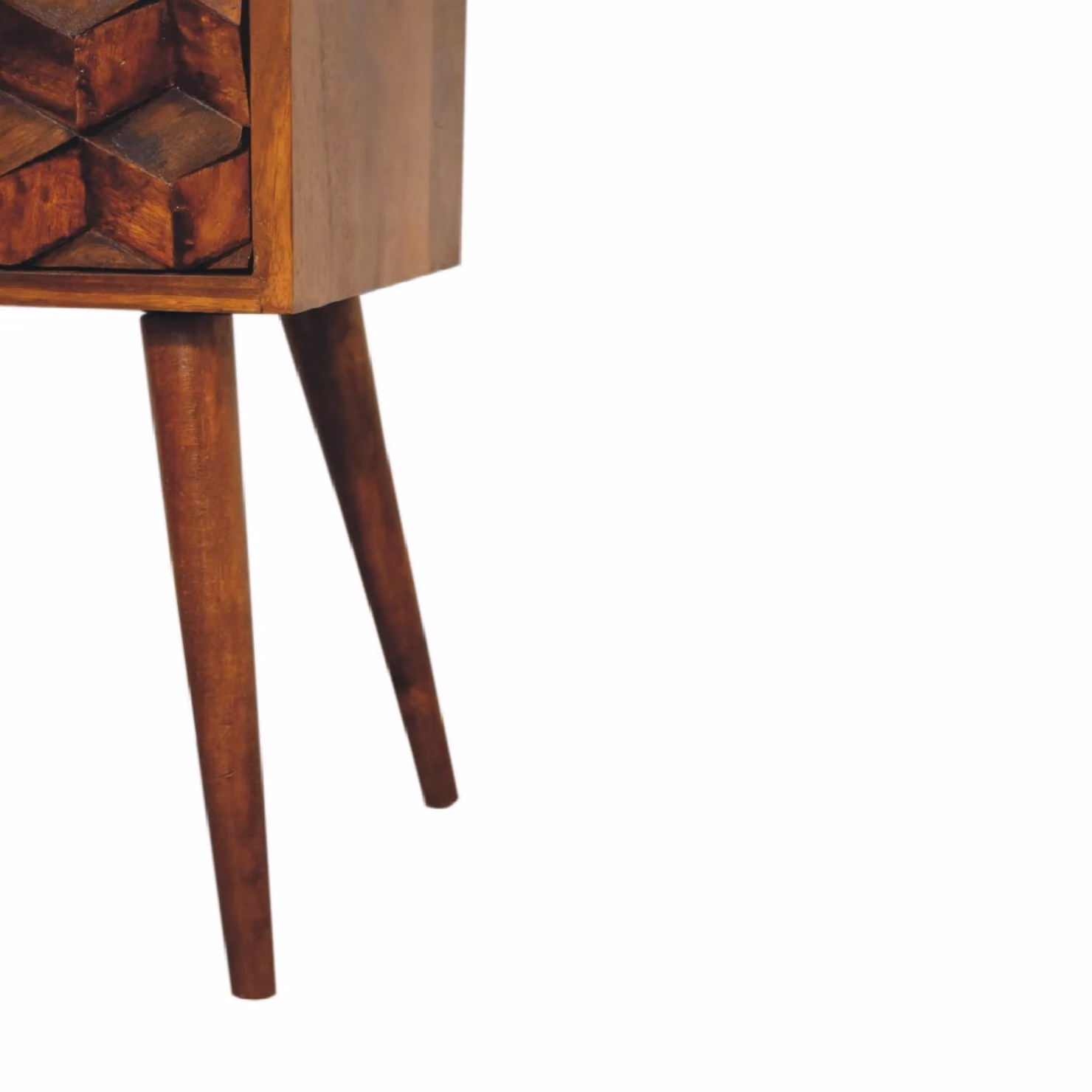 Aosom UK Solid Mango Wood Mini Cube Bedside Table with 2 Drawers, Brown, W/D/H: 31 x 30 x 62 cm – 4