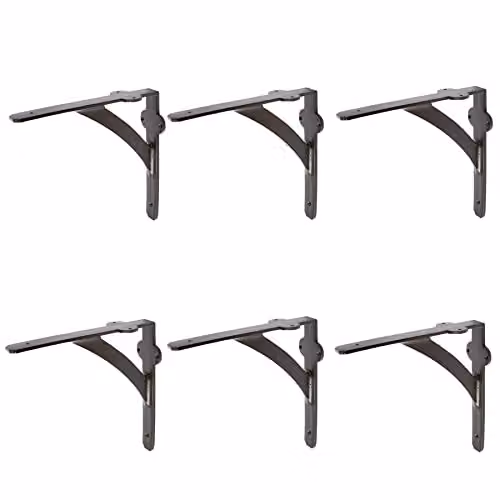 Hammer and Tongs Matt Black Iron Wall Mounted Shelf Brackets, Pack of 6, Depth: 20.5 cm – 2