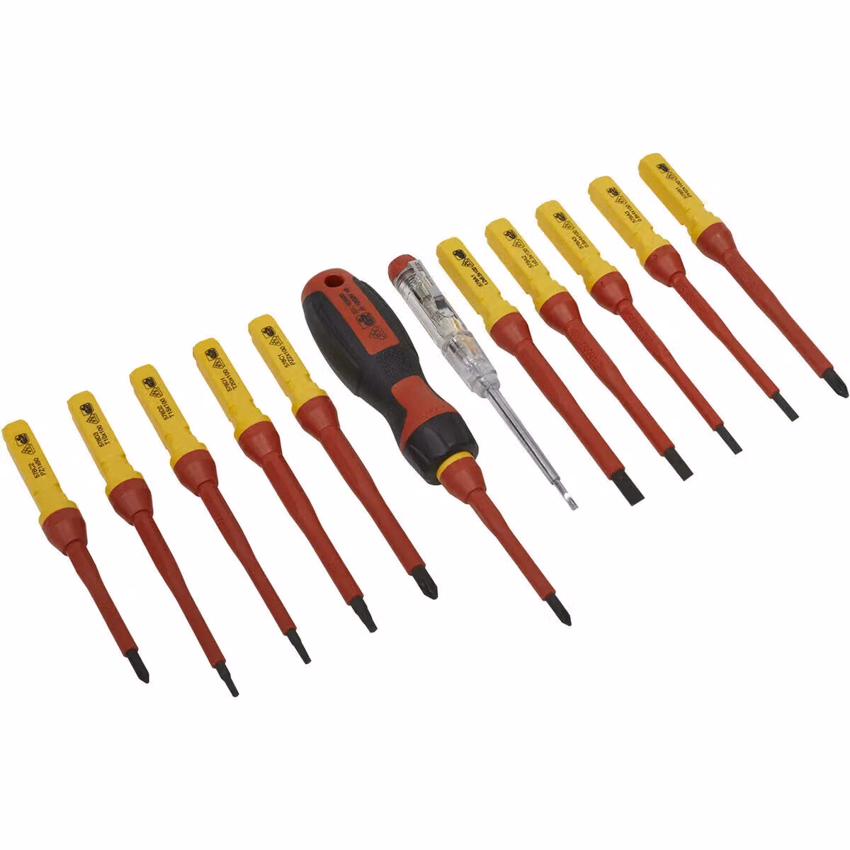 Loops 13 Piece Interchangeable VDE Screwdriver Set, 1000V Shock Proof Insulated Red and Multicolour Stainless Steel Manual Set – 4