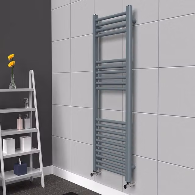 Lux Heat Coloured Steel Towel Radiator in Pebble Grey, W: 40 cm, H: 120 cm
