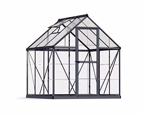 Palram Canopia Clear as Glass Hybrid Greenhouse in Grey with Polycarbonate Panels