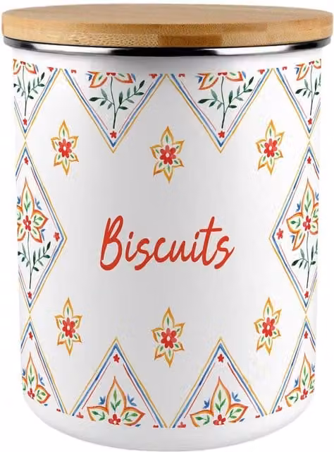 Purely Home Floral Ceramic Biscuit Tin in Multicoloured White