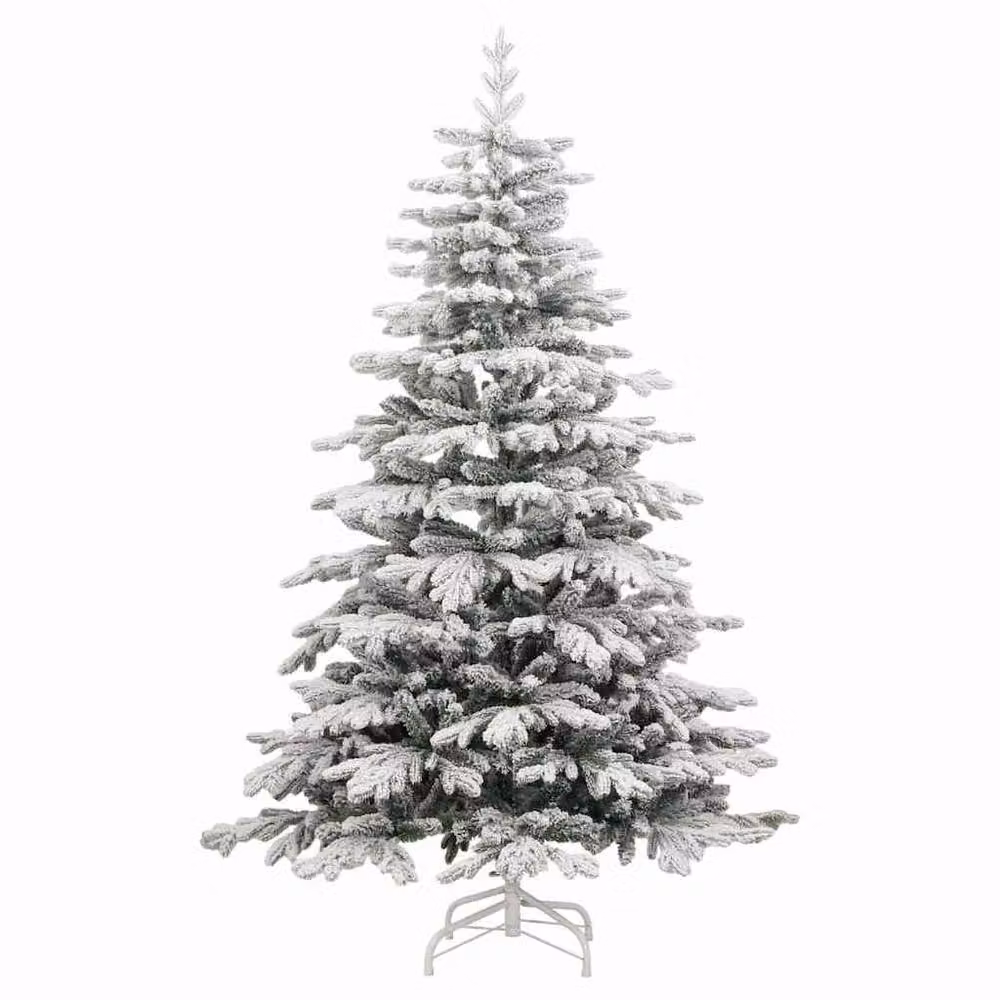Berkfield Home Beautiful Artificial Hinged Christmas Tree with Flocked Snow, White, Height: 210 cm – 3