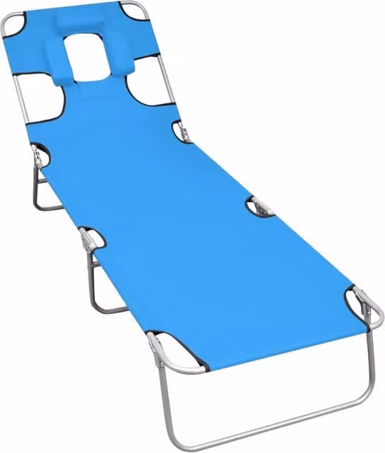 Berkfield Home Folding Sun Lounger with Adjustable Headrest in Turquoise Blue Steel – 1
