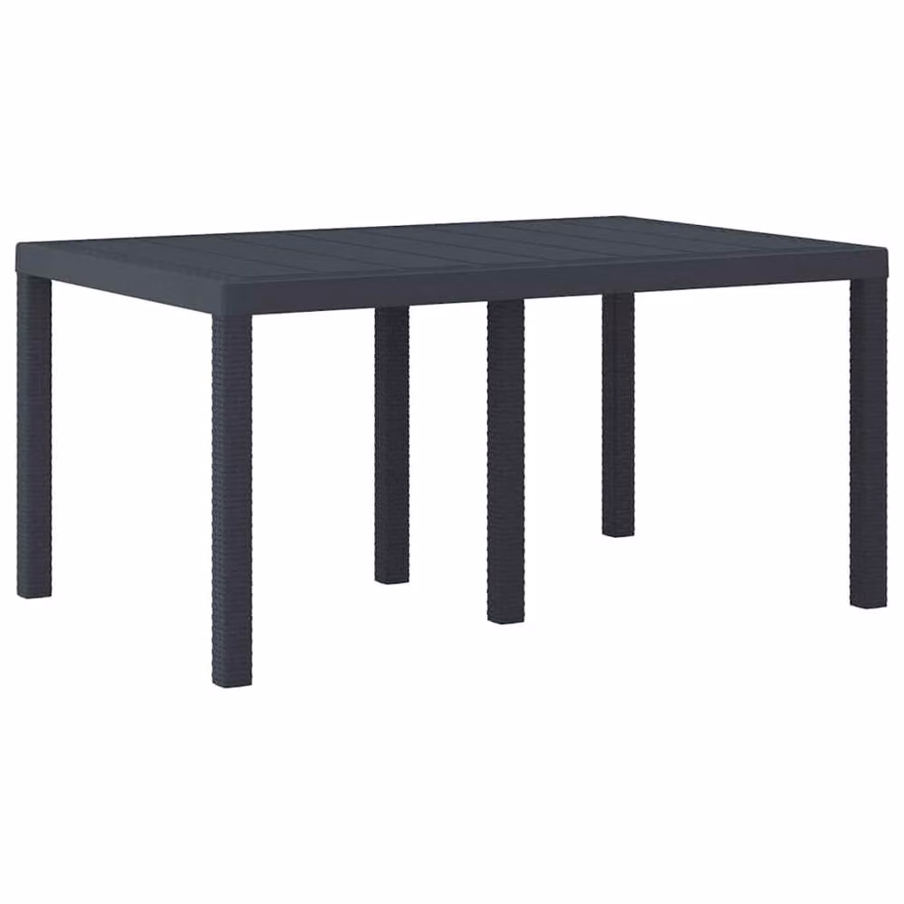 Berkfield Home Anthracite Poly Rattan Garden Table in Charcoal, W: 150 cm, D: 100 cm, H: 73 cm – 2