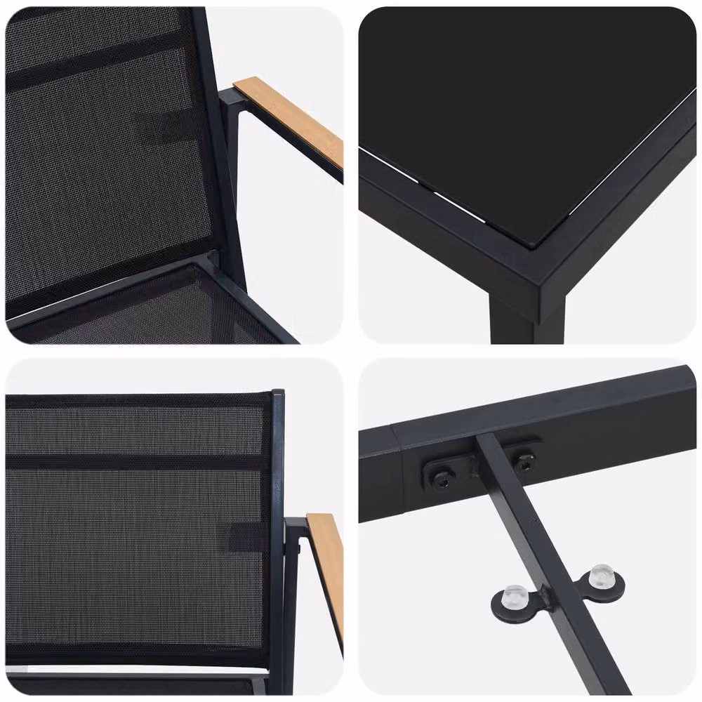 Berkfield Home 5 Piece Outdoor Furniture Set in Black and Anthracite Textilene and Steel – 3