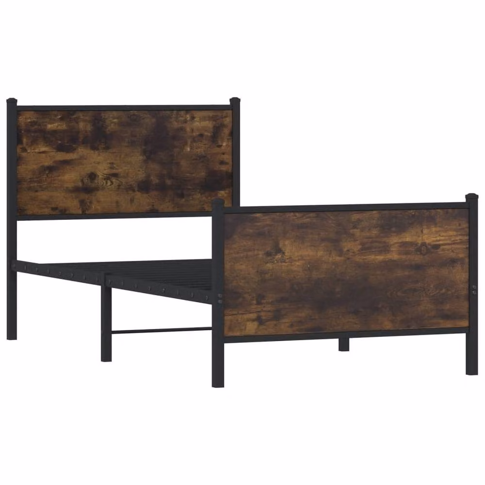 Berkfield Home Metal Bed Frame in Smoked Oak Brown, W/D/H: 75 x 190 cm Small Single – 3