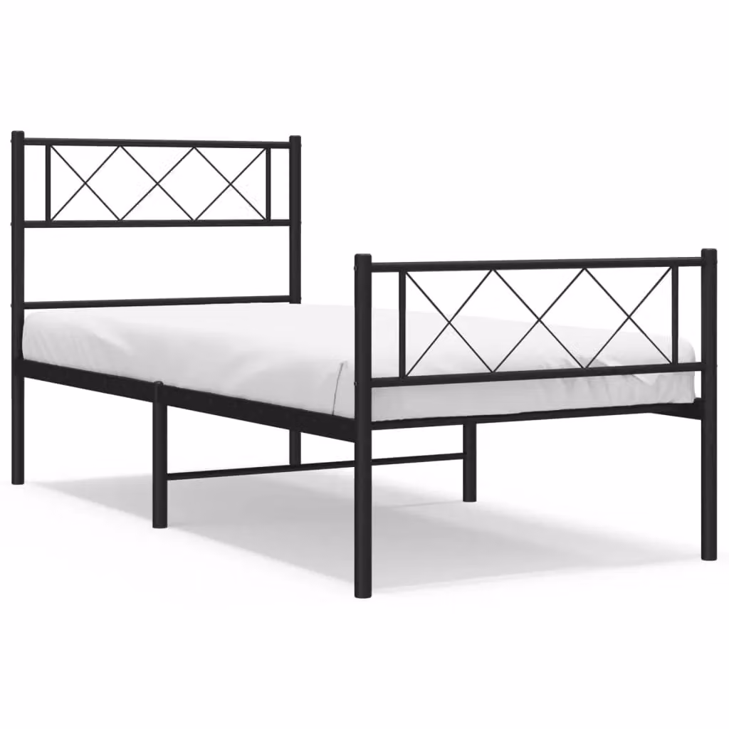 Berkfield Home Metal Bed Frame with Headboard and Footboard in Black, W/D/H: 100 x 200 cm – 2