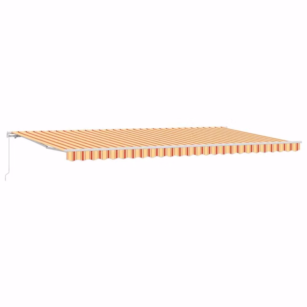 Berkfield Home Manual Retractable Folding Arm Awning in Yellow and Orange Striped Acrylic Fabric, W: 600 cm, D: 300 cm – 3