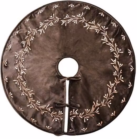 Lemon Pavilion Mistletoe Velvet Tree Skirt in Brown Mocha, W80 x H80 cm