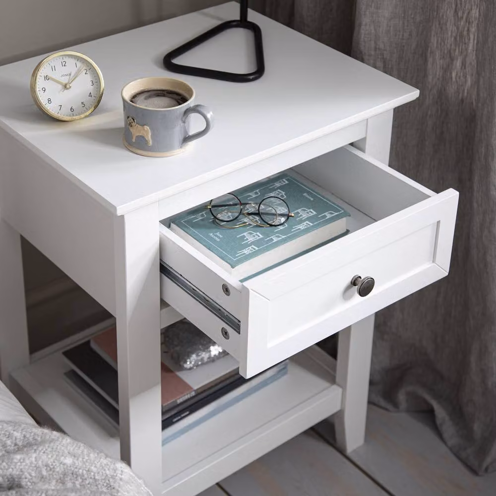 Nöa and Nani Karlstad Bedside Table with Drawer in White – 2
