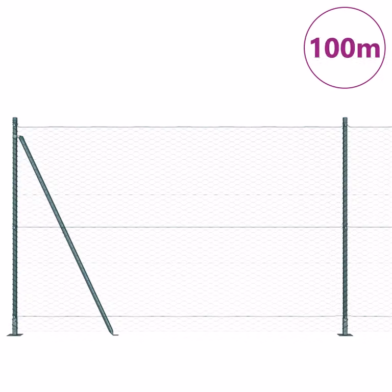 Berkfield Home Green Powder-Coated Steel Hexagon Fence, H: 160 cm x W: 100 m