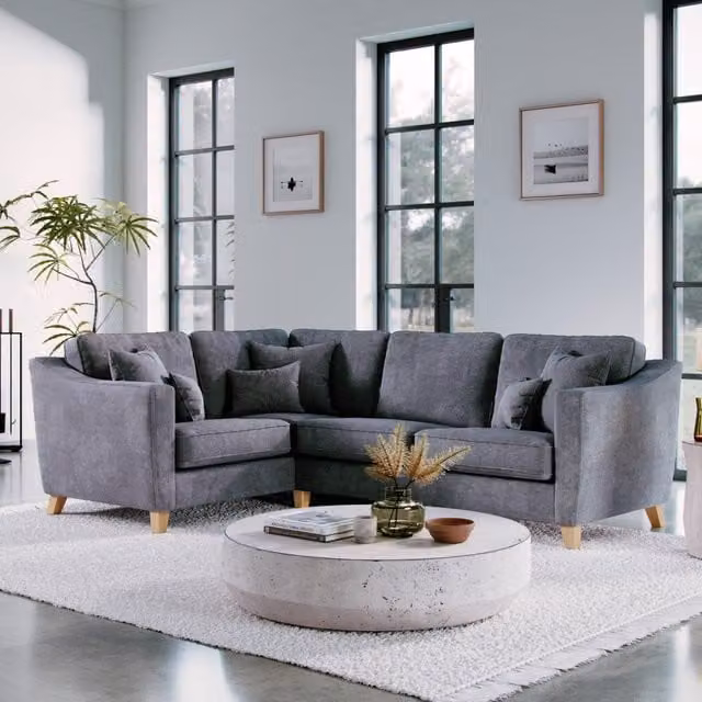 The Great Sofa Company Jackson Right Hand Facing Chenille Corner Sofa in Grey