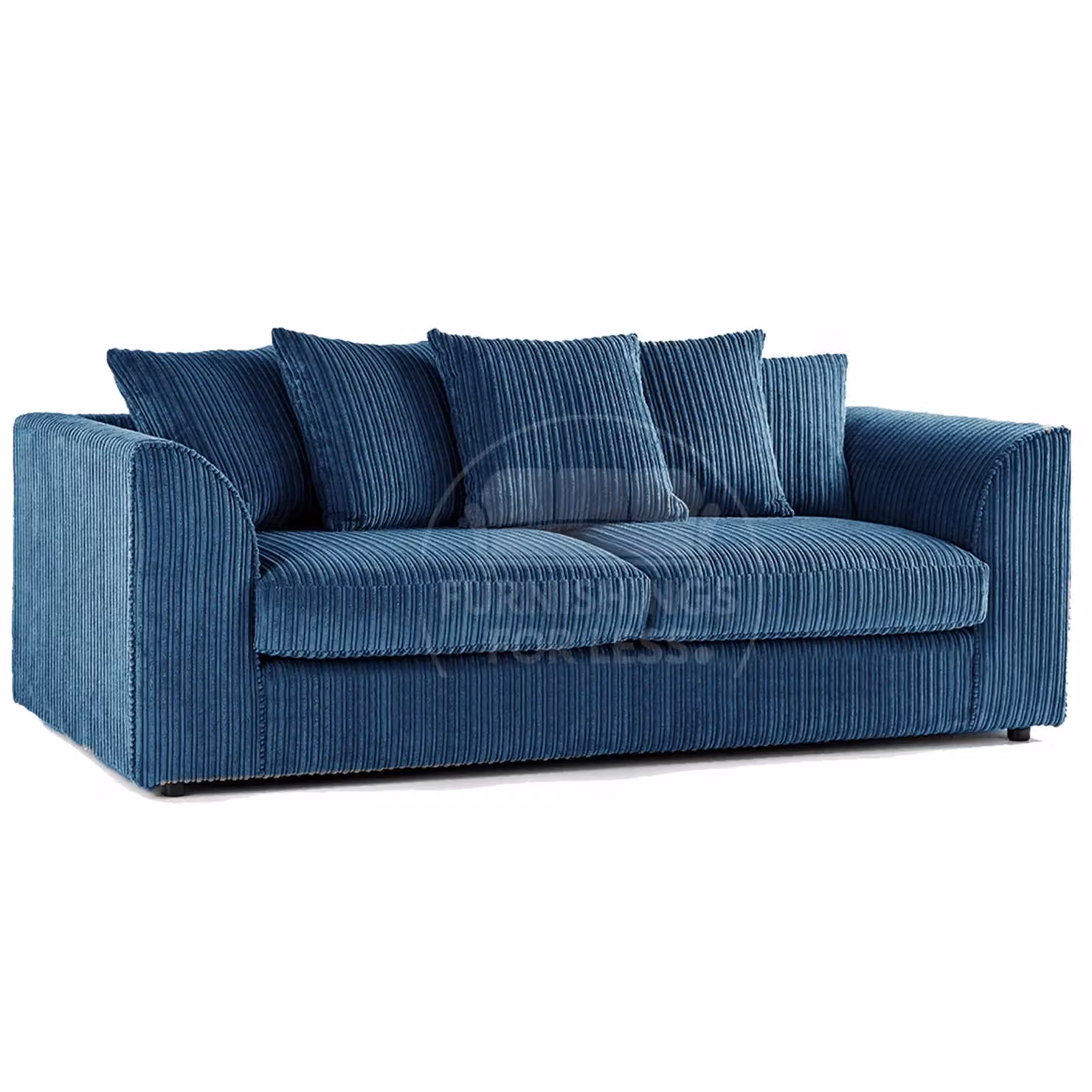Furnishings For Less UK Luxor 3 Piece Sofa Suite in Blue Jumbo Cord Fabric with Scatter Cushions – 2