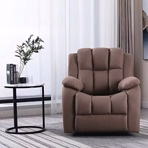 More4Homes Brookline Manual Fabric Recliner Gaming Cinema Lounge Sofa Chair in Brown – 4