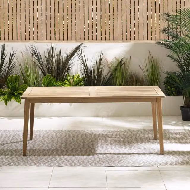 FurnitureboxUK Asa 6 Seat Rectangular Solid Acacia Wood Outdoor Dining Table in Brown